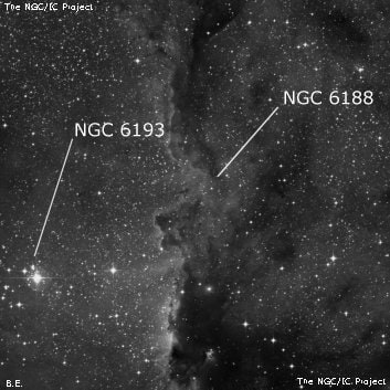 NGC 6188 - туманность. Описание NGC 6188:, Комплекс туманностей в созвездии Жертвенник