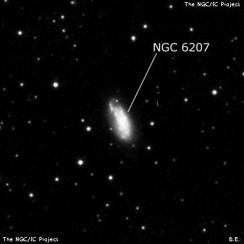 NGC 6207 - спиральная галактика. Описание NGC 6207:, Галактика в созвездии Геркулес