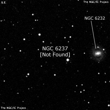 NGC 6237 - по указанным Генри Дрейером координатам, объект повторно не найден; . Описание NGC 6237:, Объект глубокого космоса в созвездии Дракон