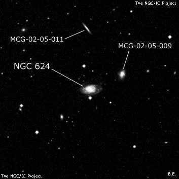 NGC 624 - спиральная галактика. Описание NGC 624:, Галактика в созвездии Кит