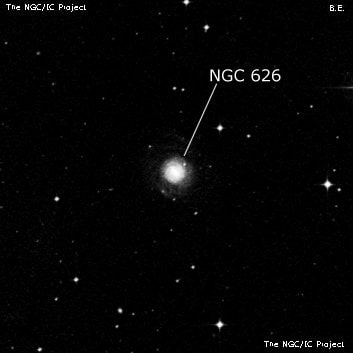 NGC 626 - спиральная галактика с баром. Описание NGC 626:, Галактика в созвездии Скульптор