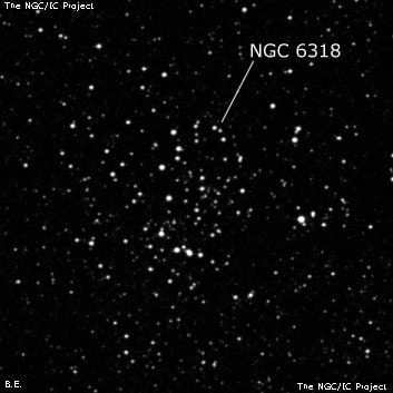 NGC 6318 - рассеянное скопление звёзд. Описание NGC 6318:, Рассеянное скопление в созвездии Скорпион