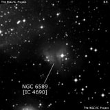 NGC 6589 - туманность. Описание NGC 6589:, Комплекс туманностей в созвездии Стрелец