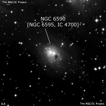 NGC 6590 - туманность. Описание NGC 6590:, Объект глубокого космоса в созвездии Стрелец