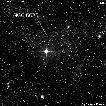 NGC 6625 - рассеянное скопление звёзд. Описание NGC 6625:, Рассеянное скопление в созвездии Щит