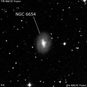 NGC 6654 - спиральная галактика с баром. Описание NGC 6654:, Галактика в созвездии Дракон
