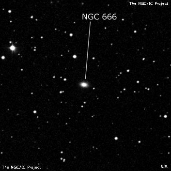 NGC 666 - галактика. Описание NGC 666:, Галактика в созвездии Треугольник