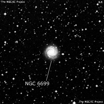 NGC 6699 - спиральная галактика с баром. Описание NGC 6699:, Галактика в созвездии Павлин