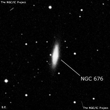 NGC 676 - линзовидная галактика. Описание NGC 676:, Галактика в созвездии Рыбы