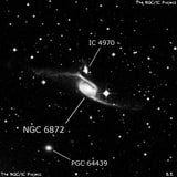 NGC 6872 - спиральная галактика с баром. Описание NGC 6872:, Галактика в созвездии Павлин