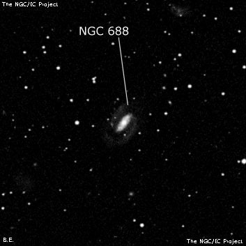 NGC 688 - спиральная галактика с баром. Описание NGC 688:, Галактика в созвездии Треугольник