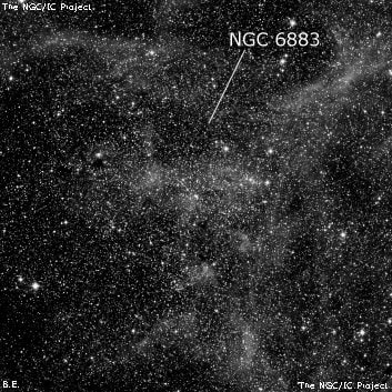 NGC 6883 - рассеянное скопление звёзд. Описание NGC 6883:, Рассеянное скопление в созвездии Лебедь