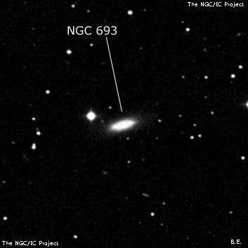 NGC 693 - линзовидная галактика. Описание NGC 693:, Галактика в созвездии Рыбы