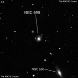 NGC 698 - спиральная галактика с баром. Описание NGC 698:, Галактика в созвездии Печь