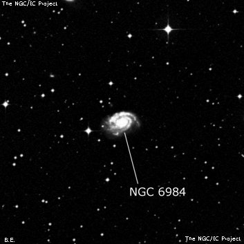 NGC 6984 - спиральная галактика с баром. Описание NGC 6984:, Галактика в созвездии Индеец