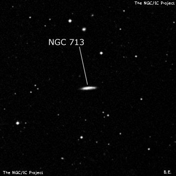 NGC 713 - спиральная галактика. Описание NGC 713:, Галактика в созвездии Кит
