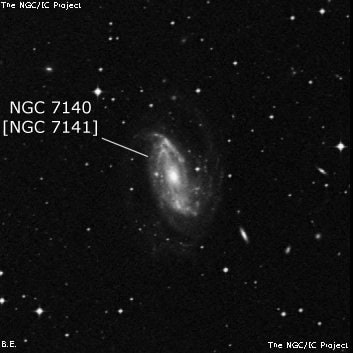 NGC 7140 - спиральная галактика с баром. Описание NGC 7140:, Объект глубокого космоса в созвездии Индеец