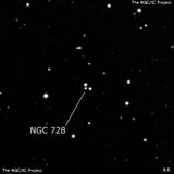 NGC 728 - три звезды. Описание NGC 728:, Объект глубокого космоса в созвездии Рыбы