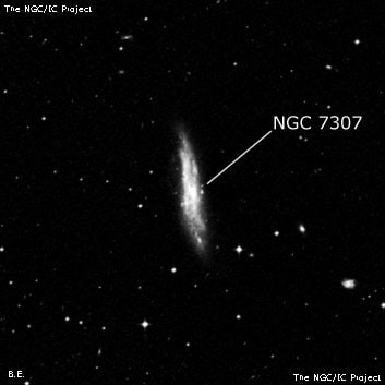 NGC 7307 - спиральная галактика с баром. Описание NGC 7307:, Галактика в созвездии Журавль
