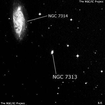 NGC 7313 - спиральная галактика с баром. Описание NGC 7313:, Галактика в созвездии Южная Рыба