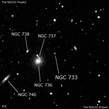 NGC 733 - одиночная звезда. Описание NGC 733:, Двойная звезда в созвездии Треугольник