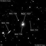 NGC 737 - три звезды. Описание NGC 737:, Объект глубокого космоса в созвездии Треугольник