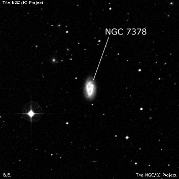 NGC 7378 - спиральная галактика с баром. Описание NGC 7378:, Галактика в созвездии Водолей
