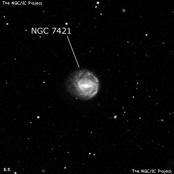 NGC 7421 - спиральная галактика с баром. Описание NGC 7421:, Галактика в созвездии Журавль
