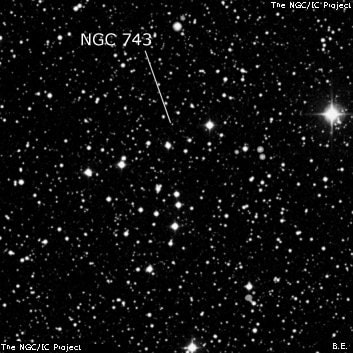 NGC 743 - рассеянное скопление звёзд. Описание NGC 743:, Рассеянное скопление в созвездии Кассиопея