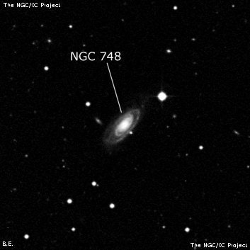NGC 748 - спиральная галактика. Описание NGC 748:, Галактика в созвездии Кит