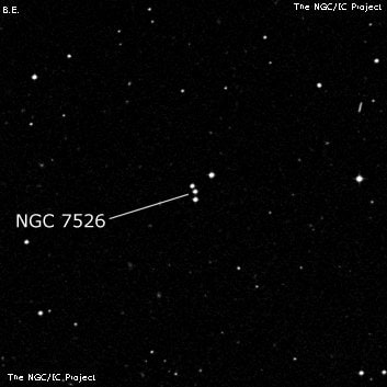 NGC 7526 - три звезды. Описание NGC 7526:, Объект глубокого космоса в созвездии Водолей