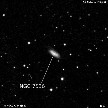 NGC 7536 - спиральная галактика с баром. Описание NGC 7536:, Галактика в созвездии Пегас