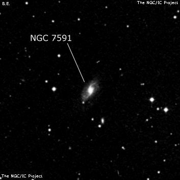 NGC 7591 - спиральная галактика с баром. Описание NGC 7591:, Галактика в созвездии Рыбы