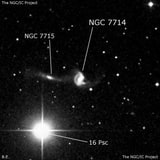 NGC 7714 - спиральная галактика с баром. Описание NGC 7714:, Галактика в созвездии Рыбы