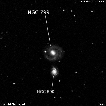 NGC 799 - спиральная галактика с баром. Описание NGC 799:, Галактика в созвездии Кит