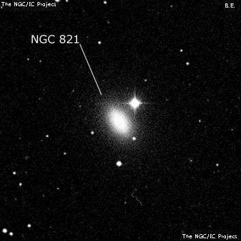 NGC 821 - эллиптическая галактика. Описание NGC 821:, Галактика в созвездии Овен