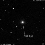 NGC 850 - линзовидная галактика. Описание NGC 850:, Галактика в созвездии Кит