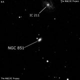 NGC 851 - линзовидная галактика. Описание NGC 851:, Галактика в созвездии Кит