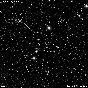 NGC 886 - рассеянное скопление звёзд. Описание NGC 886:, Рассеянное скопление в созвездии Кассиопея
