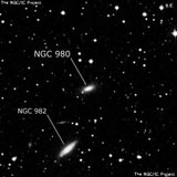 NGC 980 - линзовидная галактика. Описание NGC 980:, Галактика в созвездии Андромеда