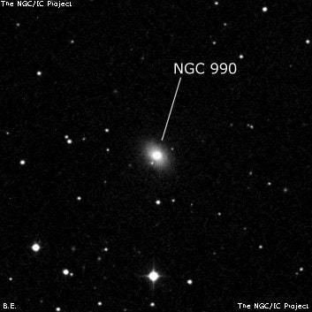 NGC 990 - эллиптическая галактика. Описание NGC 990:, Галактика в созвездии Овен