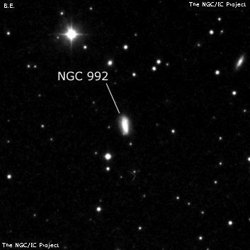 NGC 992 - спиральная галактика. Описание NGC 992:, Галактика в созвездии Овен